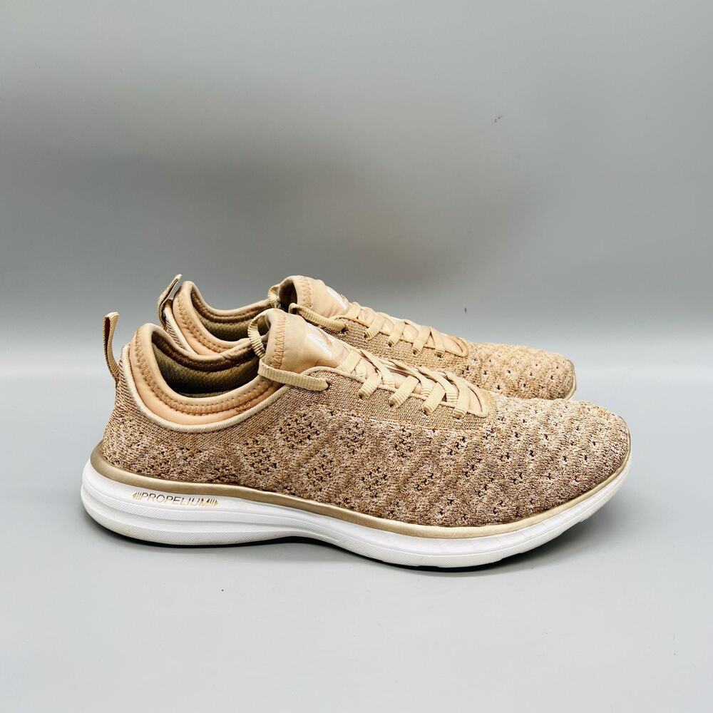 APL Shoes Women 8 Beige Knit TechLoom Phantom Propelium Running Athletic Sneaker